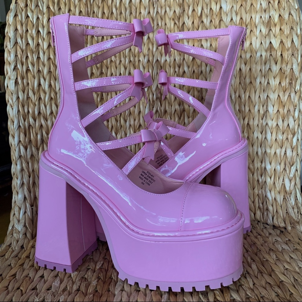 New Sugar Thrillz x Dolls Kill Pink Patent Platforms
